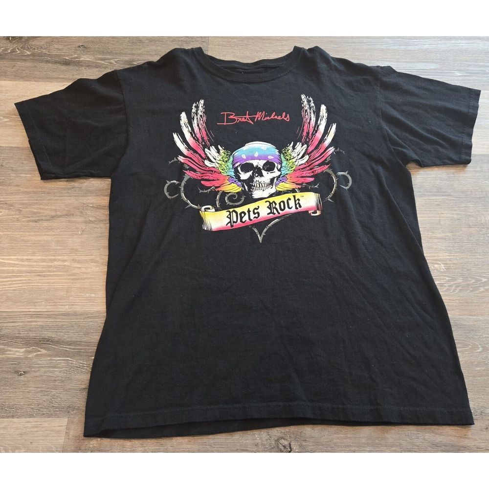 Bret Michaels Pets Rock‎ Men' Black T-Shirt Size large pre-shrunk 100% cotton